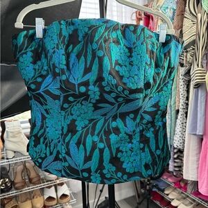 Lilly Pulitzer Strapless Corset Top | Blue & Green Floral Jacquard
